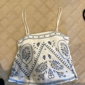 free people blue and white top